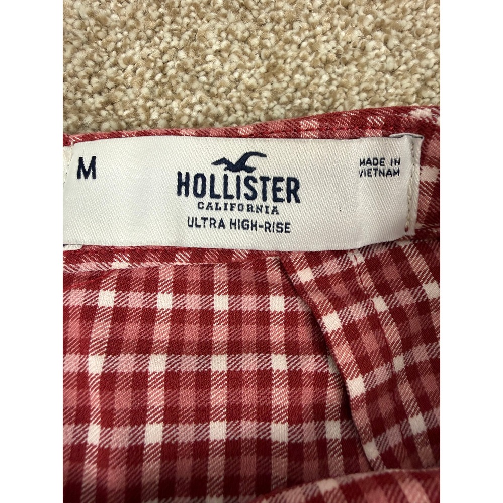 Y2K Hollister Red Gingham Skirt Ultra High Rise Mini M Preppy Schoolgirl 90s Med - Picture 4 of 9